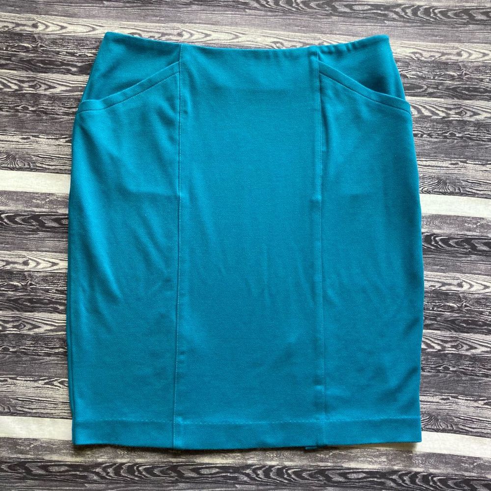 CAbi Teal Stretch Sigourney Pencil Skirt Size 6